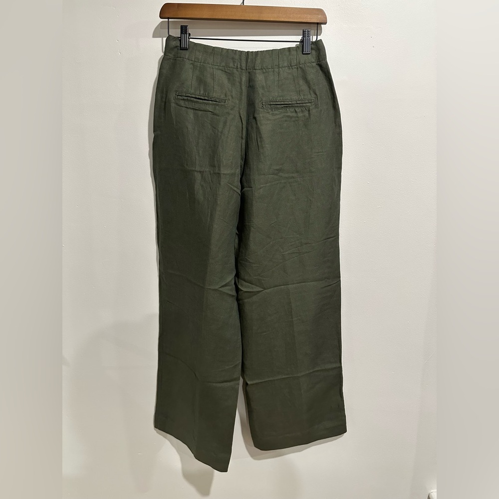 GAP Linen Blend Green High Rise Wide Leg Tie Front Utility Pants Size‎ 0 - Picture 6 of 9